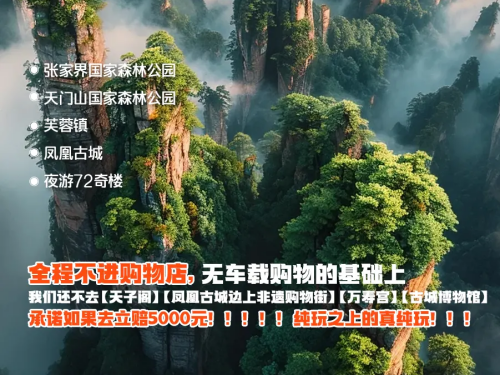 長沙+張家界+大峽谷+天門山+鳳凰6日5晚跟團(tuán)游